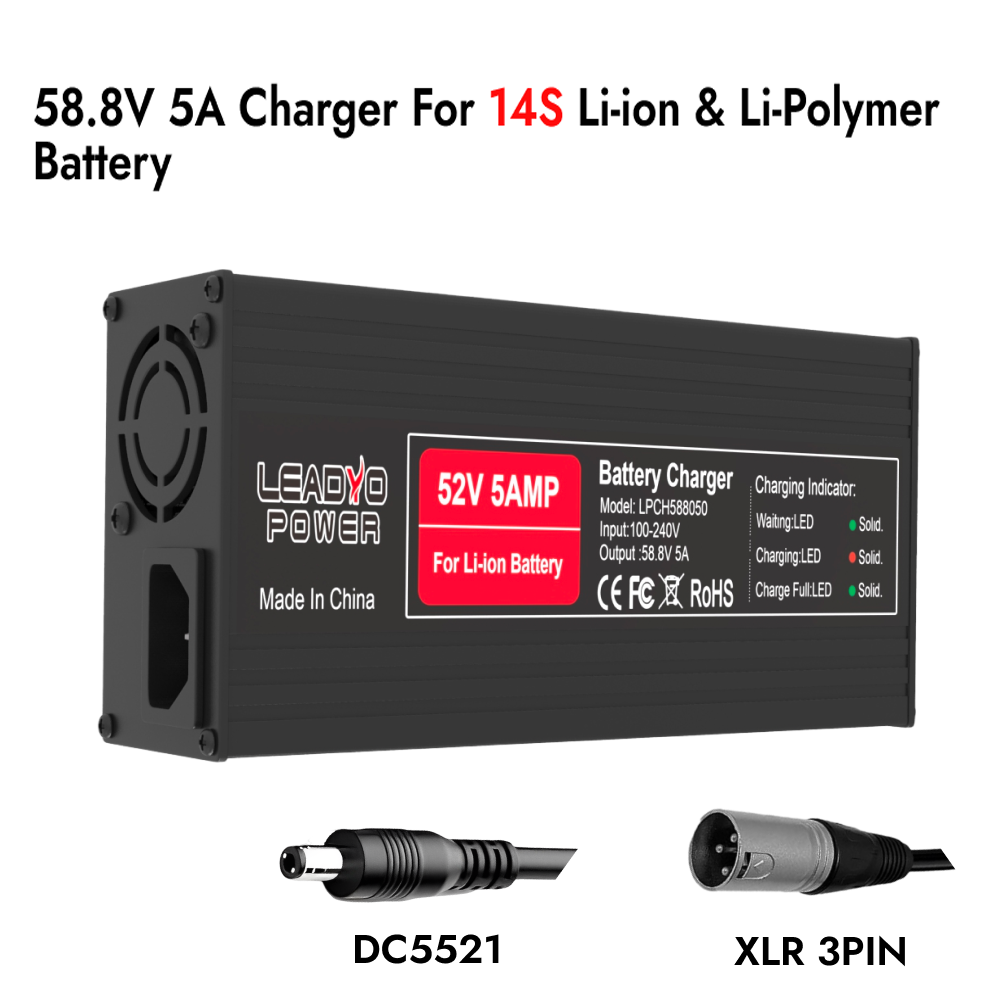84V 20A Smart Charger - 54.6V 58.8V 67.2V 5A Oplader Lithium